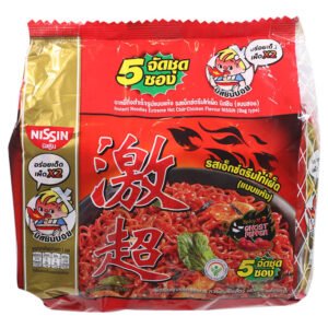 นิสชินบะหมี่แห้งกึ่งสำเร็จรูปรสเอ็กซ์ตรีมไก่เผ็ด 60กรัม แพค 5